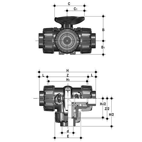 SANIT 842700210120633 3-ходовой шаровой кран d 20-63, ТКД DualBlock®, ПП, L-отверстие, раструбными  - Вид №1