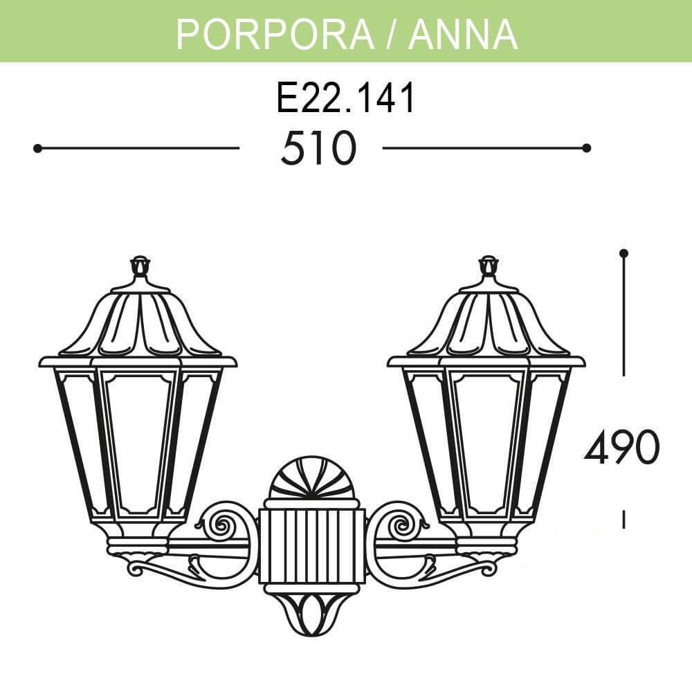 Уличный настенный светильник Fumagalli Porpora/Anna E22.141.000.AYF1R FUMAGALLI ПОД СТАРИНУ, ФОНАРЬ 271819 Черный  - Вид №1