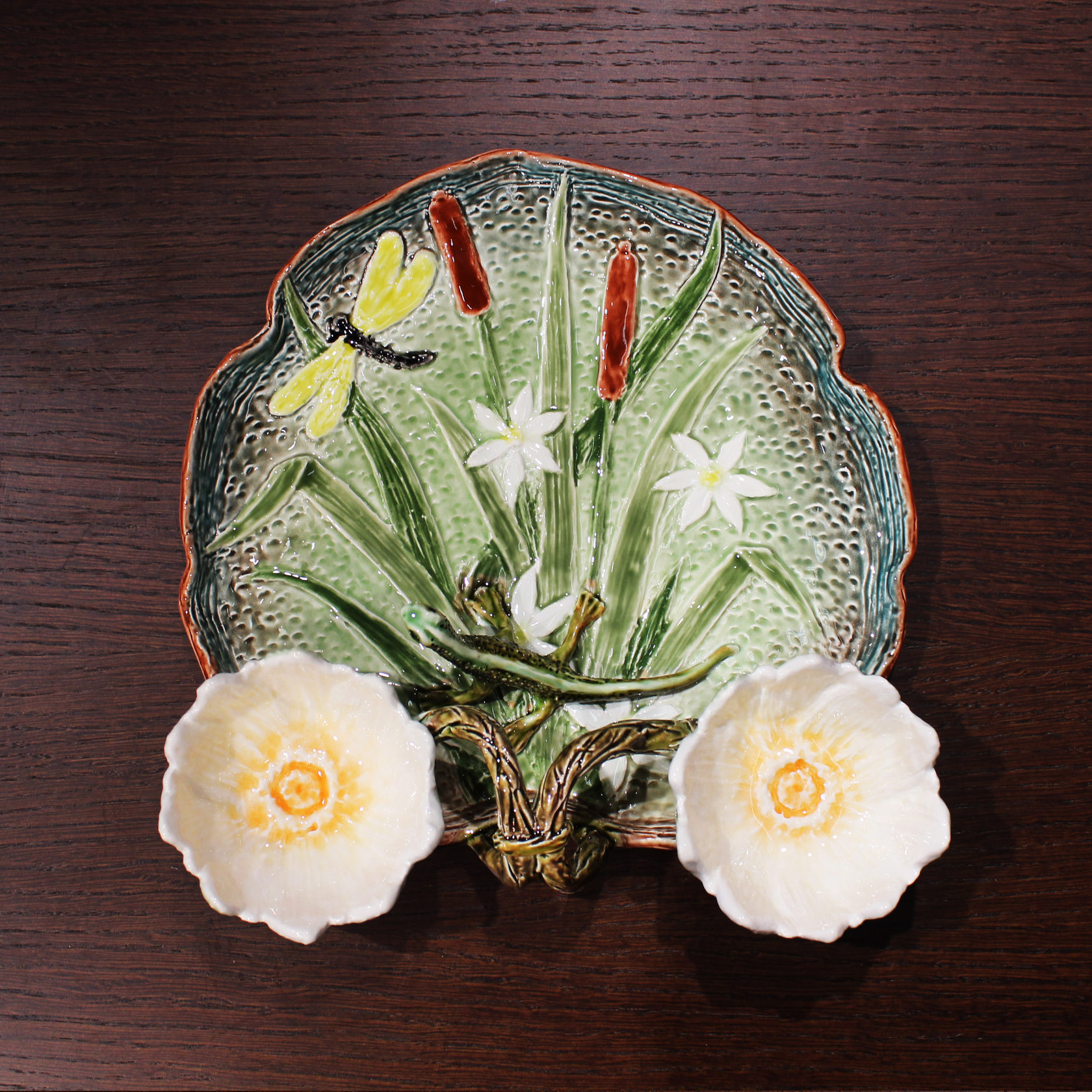 Блюдо для закусок (с двумя кувшинками) Синий/Зеленый PROVANSFAIENCE sun-id-994642 - Вид №10