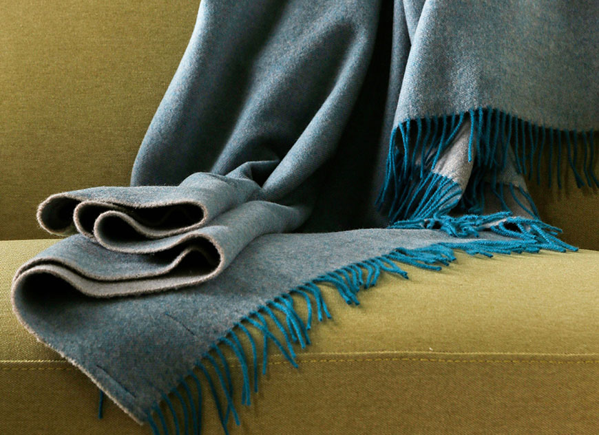 KATM_CE плед бирюзовый 130/170 шерсть меринос, 240 г/м2 Blanc des Vosges Santreyd 