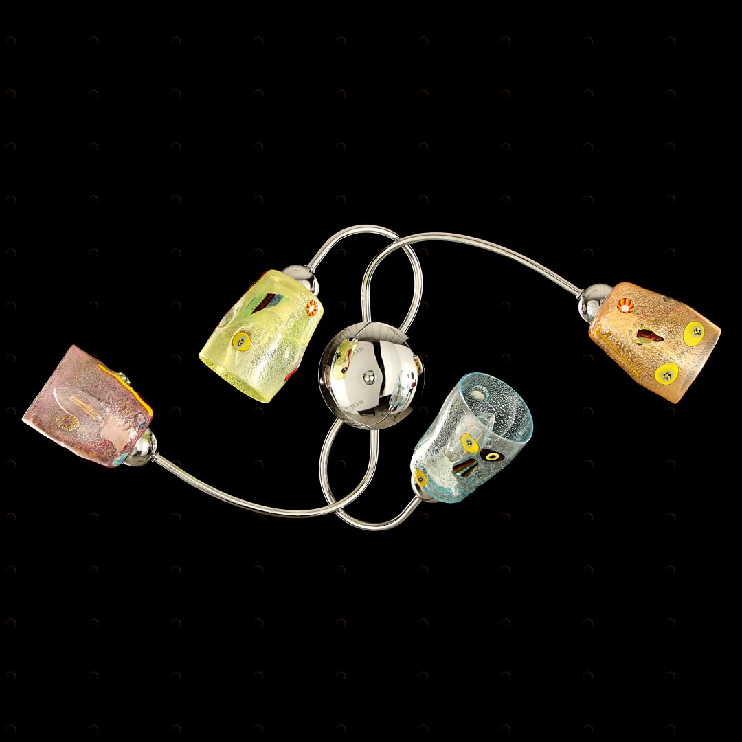 1769 ORIGINALMURANOGLASS Четырёхламповое бра из муранского стекла 35 см 