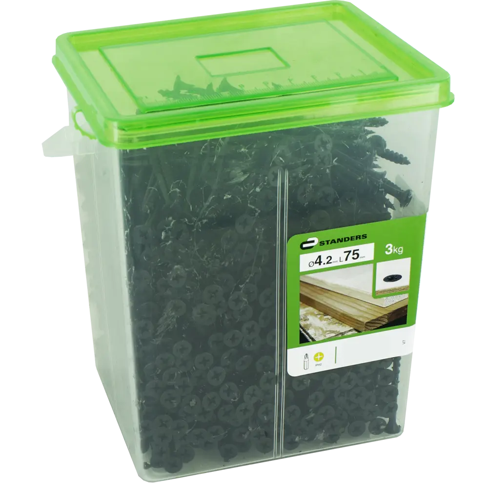 Саморезы для дерева Standers фосфатированные 4.2x75 3 кг (около 630 шт./уп) 82239644 STLM-2160951 Santreyd  - Вид №2