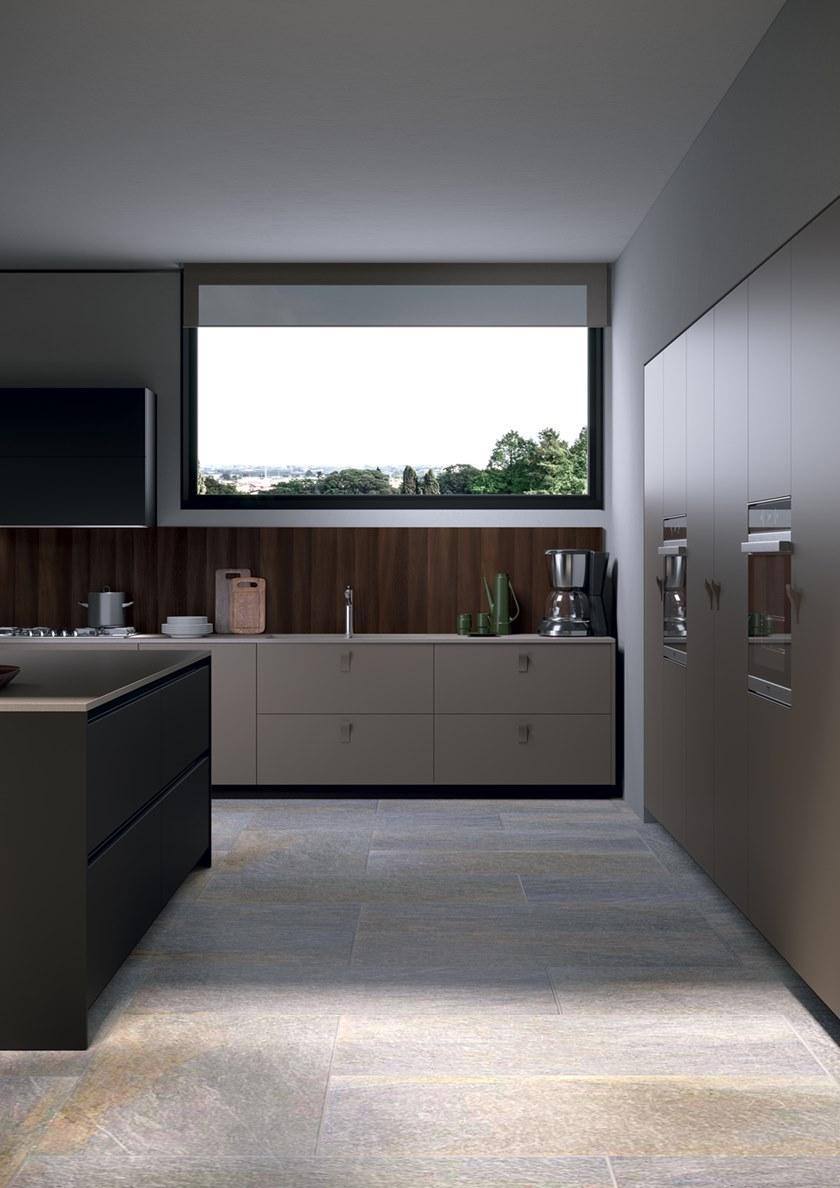 Febal Casa Лаковая кухня с островом с ручками sun-id-1460014 - Вид №3