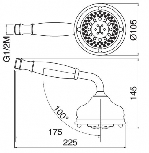 Ручной душ MIGLIORE Ricambi ML.RIC-33.111.DO - золото  - Вид №1