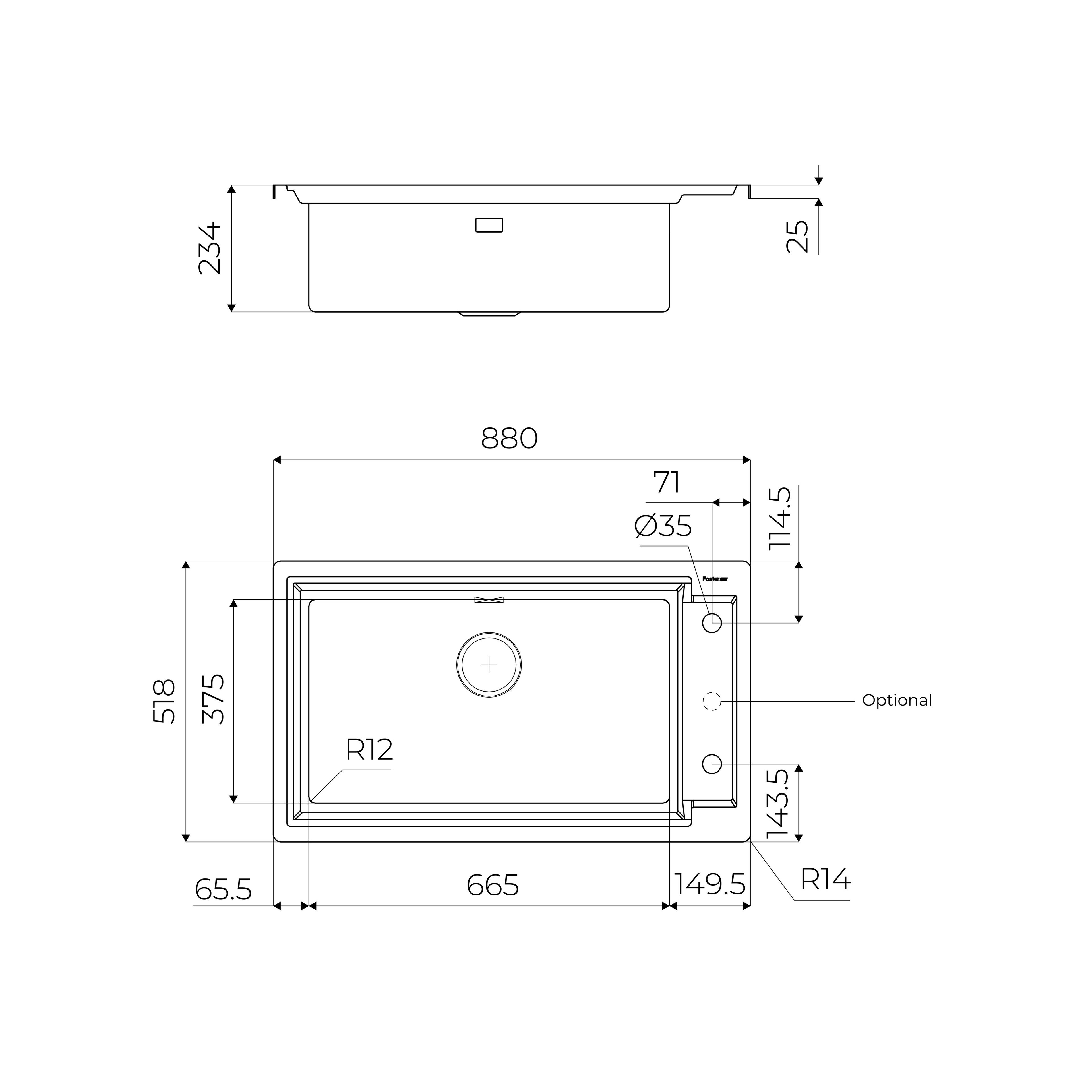 Раковина из нержавеющей стали Foster Outline ARCH-00132992 - Вид №17