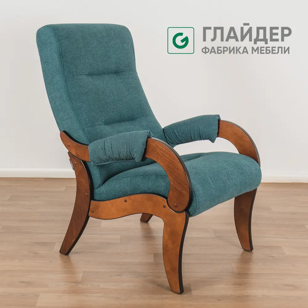 91802053 Кресло Glider Модель аоста компакт 58x97x79 см шенилл цвет tailor 15/орех антик STLM-1084566
