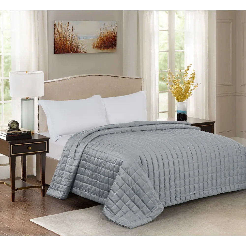 INSPIRE Покрывало Etna велюровое серое 240×220 см 89334841 STLM-1565904 - Вид №6