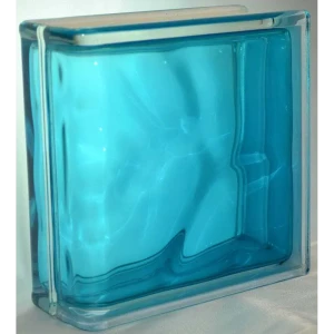 Стеклоблок Vitrablock Волна окрашенный внутри торцевой цвет бирюзовый