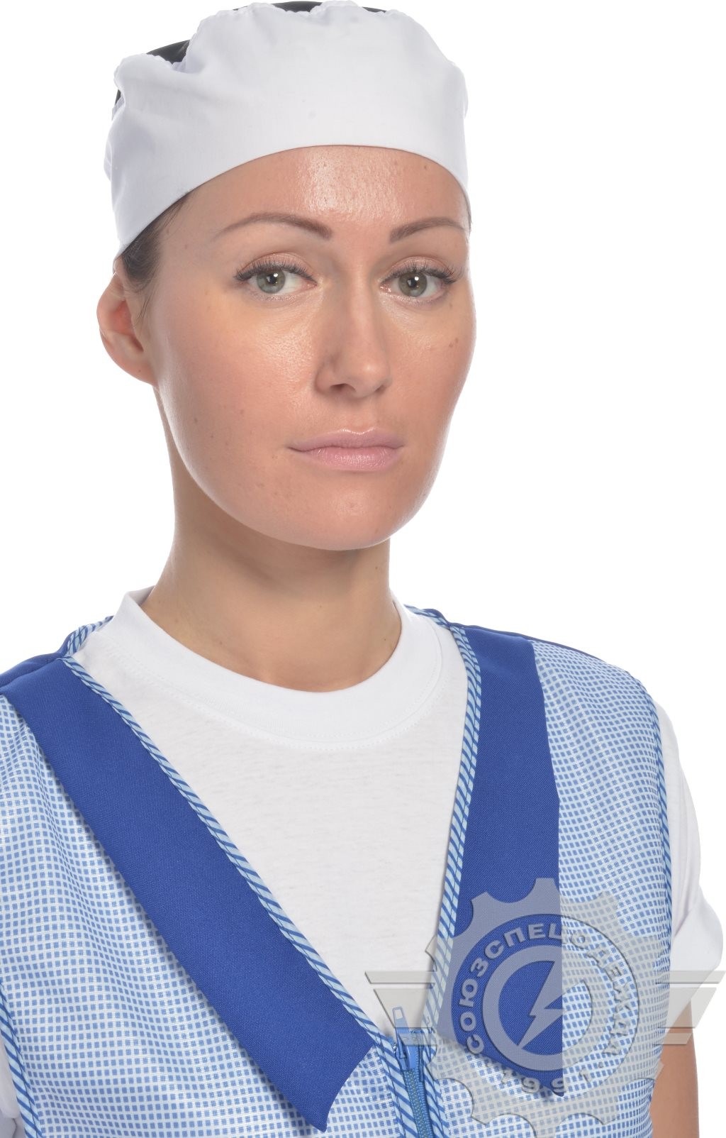 61163 Головной убор "Таблетка" ткань "Тиси" бело-черная  Повар  размер 55-56 Спецодежда  - Вид №2