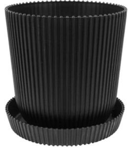 802-14 Горшок д/цветов с поддоном Le Gaufre D=13.5 1.8Л Черный Цветочная коллекция