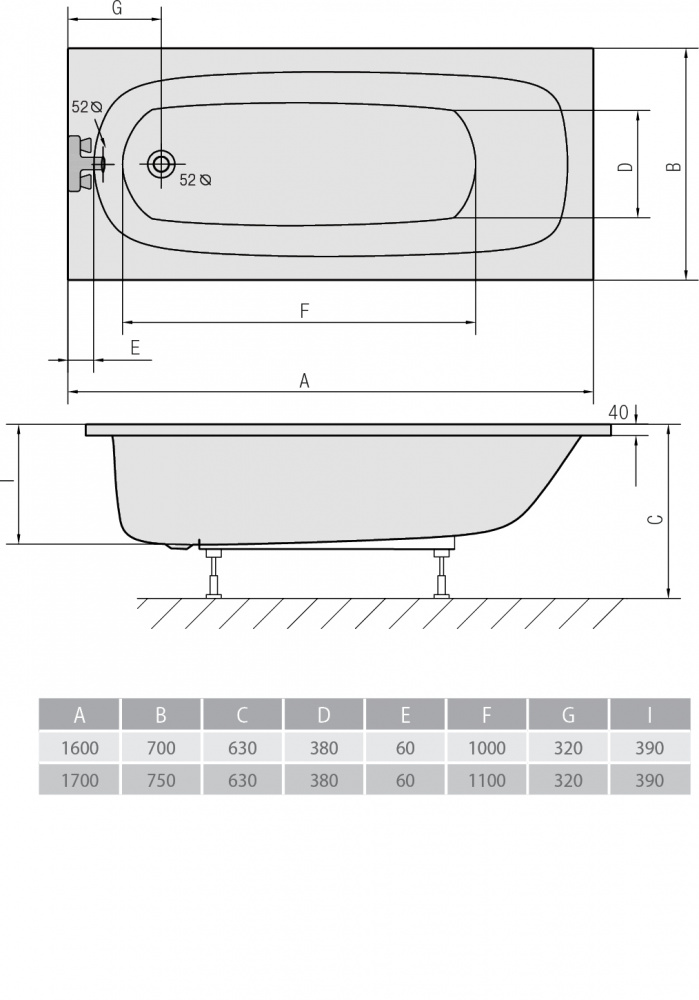 Акриловая ванна ALPEN Laura 160 24611 - Вид №1