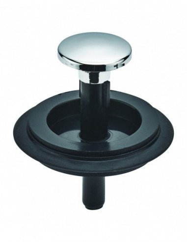 044500 005 00  Ручной вентиль для слива раковины с корзиной Д. 90 мм, нержавеющая сталь и черный цвет Valentin Сталь  - Вид №1