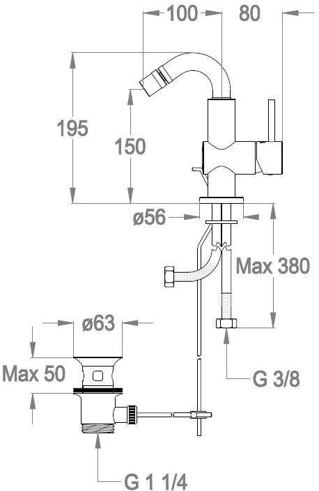 Fir Italia Смеситель для биде с регулируемым изливом Cleo 84 8424315 - Вид №1