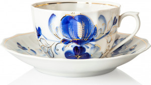 10621576 Промыслы Вербилок Чайная пара "Источник" "Голубая магнолия" Фарфор, Керамика