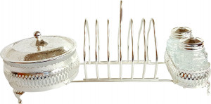 10632366 Queen Anne Набор для завтрака (для тостов, джема и специй) Queen Anne 30х12х14см, сталь, стекло, посеребрение Сталь нержавеющая с посеребрением, стекло
