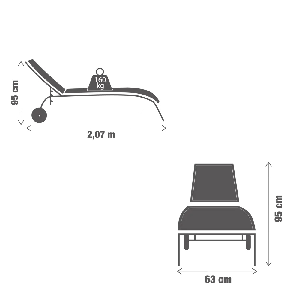 Шезлонг Naterial Lyra II 207x63x95 см алюминий/текстилен белый STLM-2136262 - Вид №25