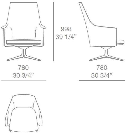 Poliform Поворотное кожаное кресло с 4-мя спицами и подлокотниками Stanford sun-id-1373853 - Вид №7
