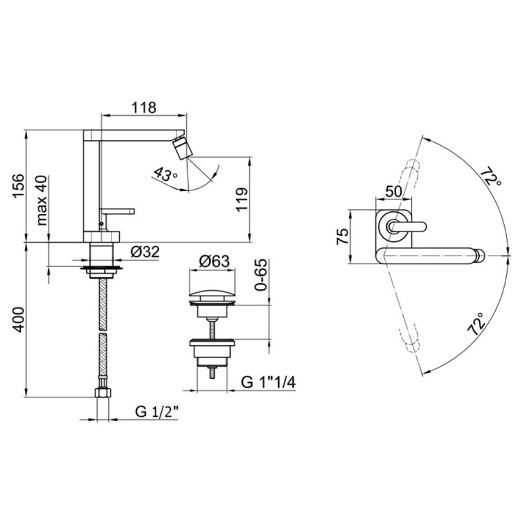 LV840102015 Смеситель для биде Webert Living - Вид №1
