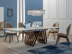 Прямоугольный стол для гостиной из дерева и стекла