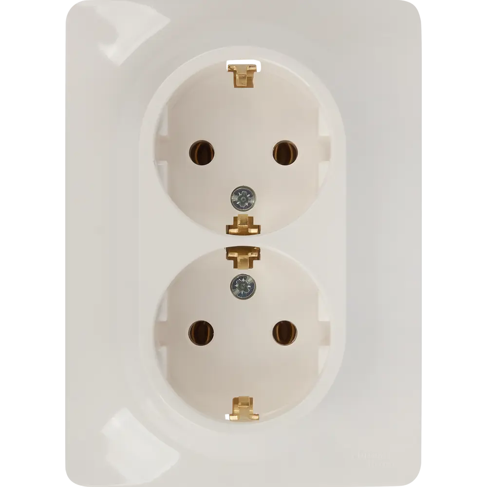 Розетка двойная встраиваемая Schneider Electric Glossa с заземлением цвет молочный 84657422 STLM-2054618 SYSTEME ELECTRIC 
