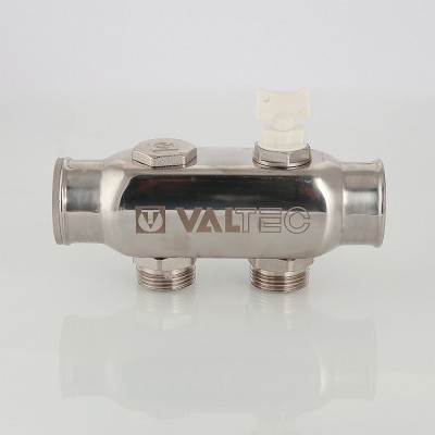 VTc.505.SS.060504 Коллектор из нержавеющей стали с межосевым расстоянием выходов 50 мм Valtec 1", 4 x 3/4", "евроконус"  - Вид №8