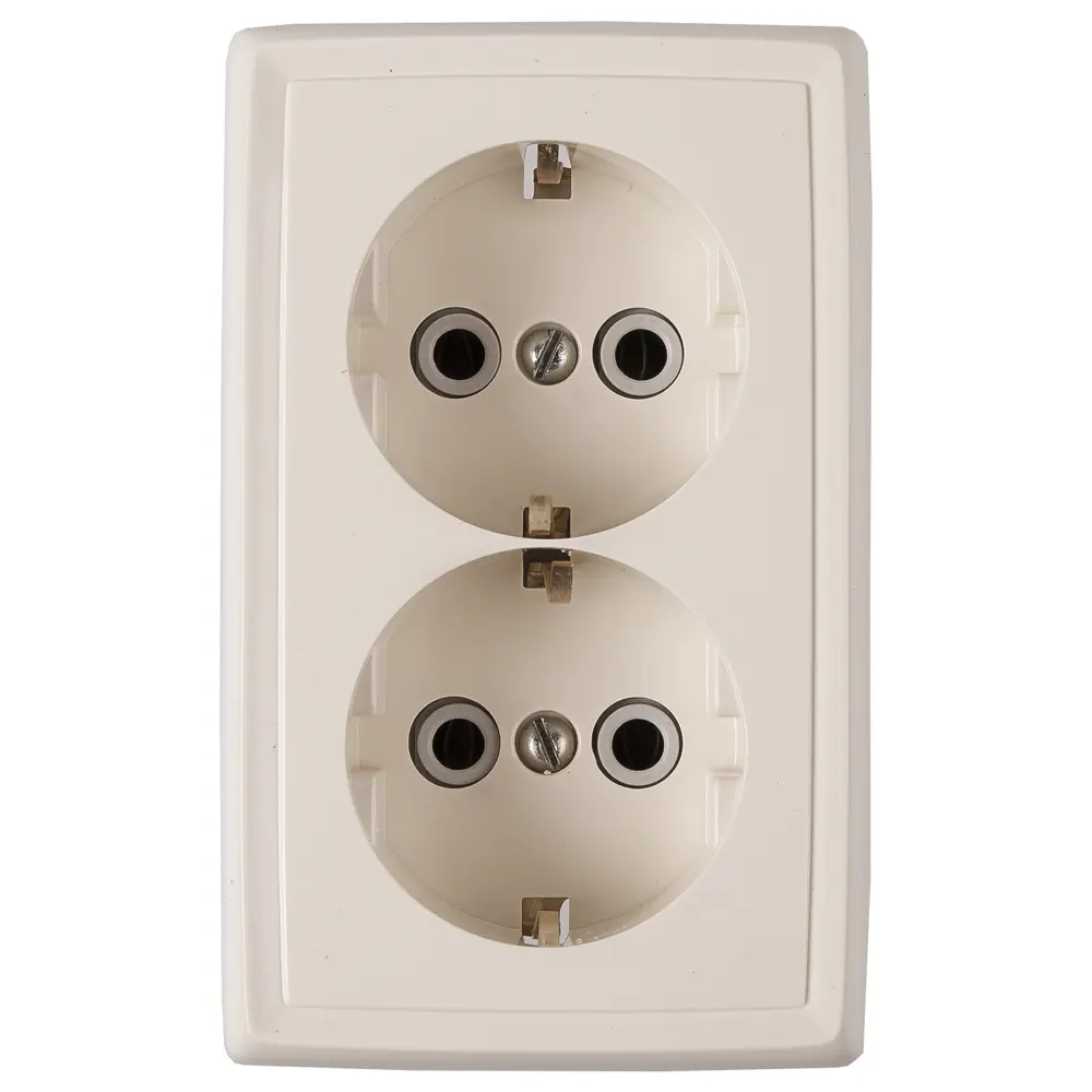 Розетка Reone 2-х постовая с заземлением цвет слоновая кость STLM-2086631 - Вид №1