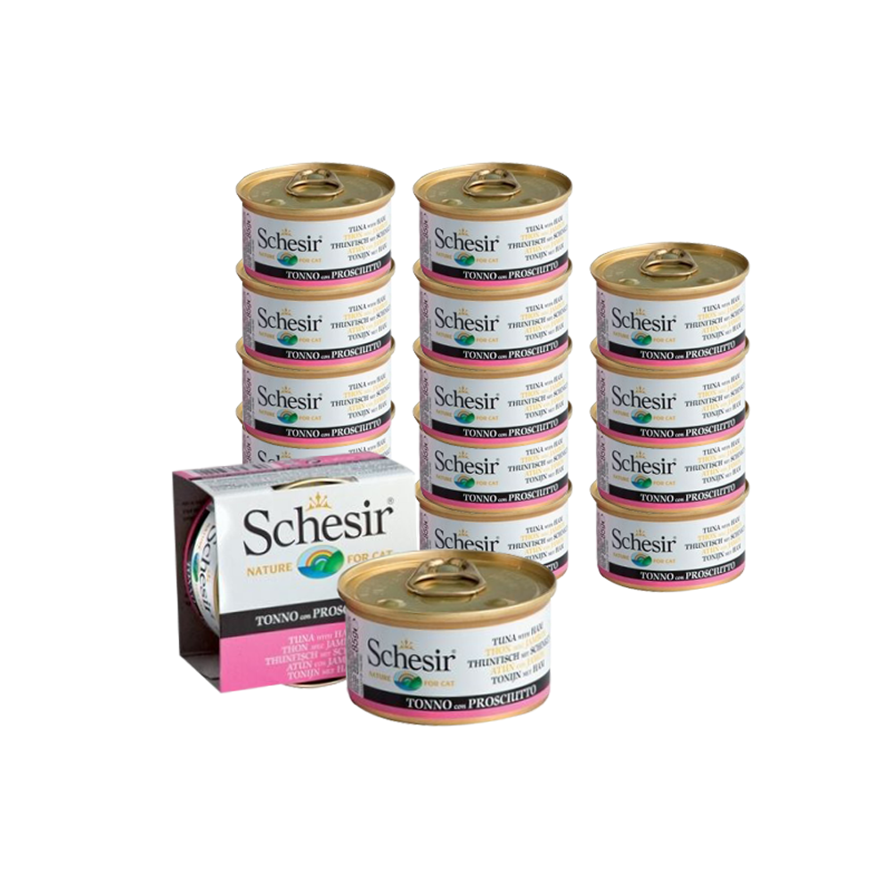 ПР0000499*14 Корм для кошек тунец, ветчина конс. 85г (упаковка - 14 шт) SCHESIR 