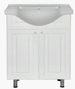 Тумба Рио - 65 прямая белая эмаль с раковиной Kirovit 650