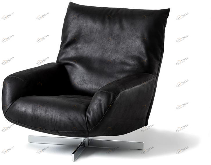 edra Поворотное кожаное кресло с подлокотниками  Chr010 