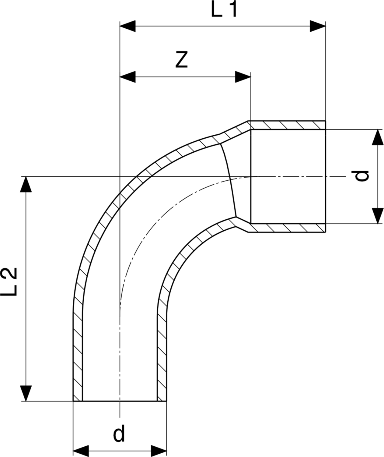 108 700 Модель 95092 Трубопроводные системы  Фитинги для пайки  Oтводы, угольники Santreyd  - Вид №3