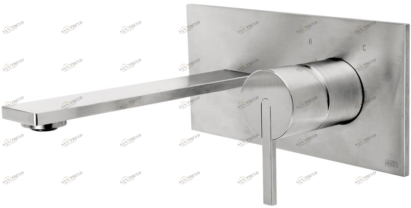 Fir Italia Смеситель для умывальника из нержавеющей стали настенный с тарелкой Lifesteel 59 5910108