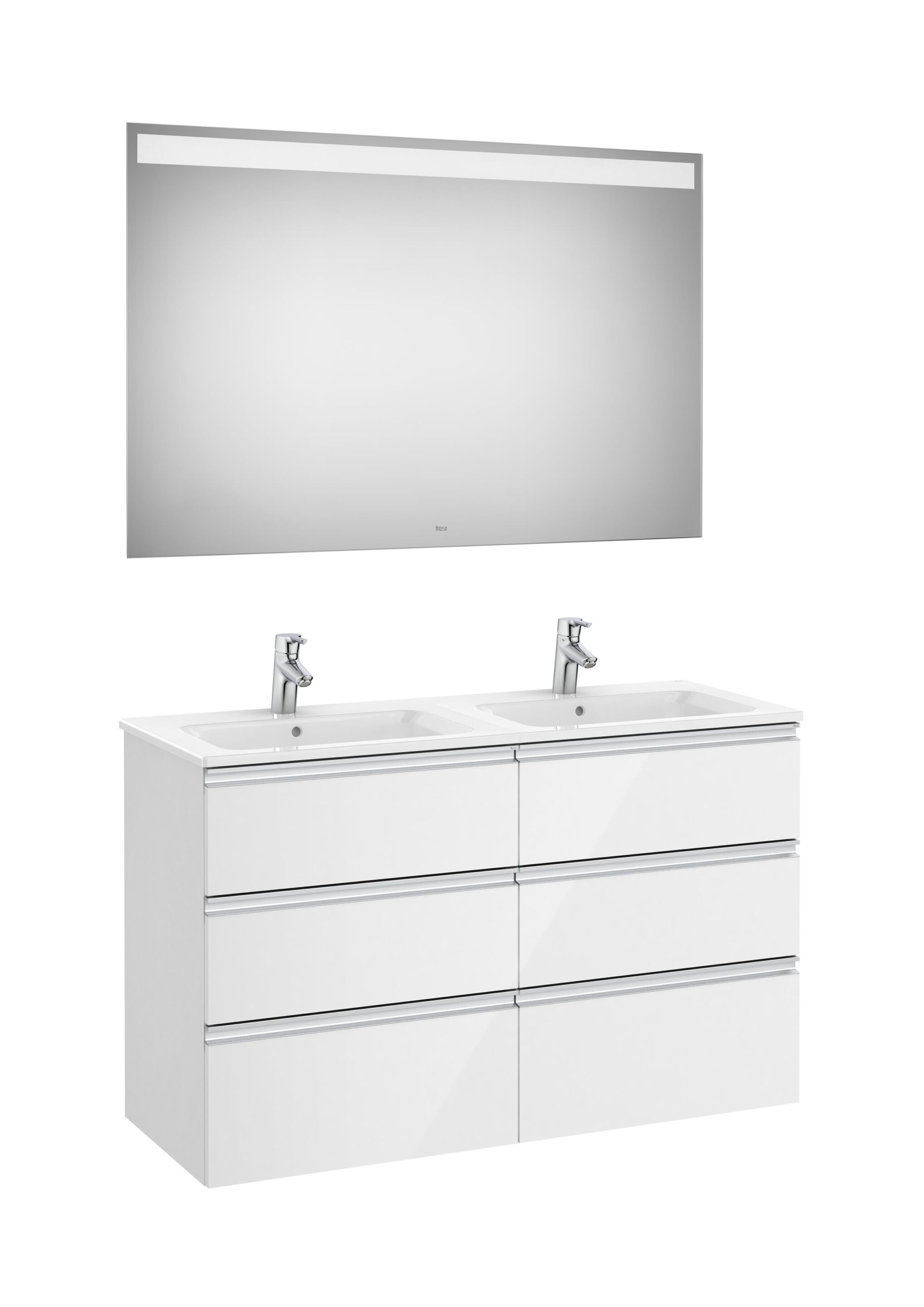 Деревянный двойной умывальник с зеркалом и встроенной раковиной Roca The Gap ARCH-00130467 - Вид №8