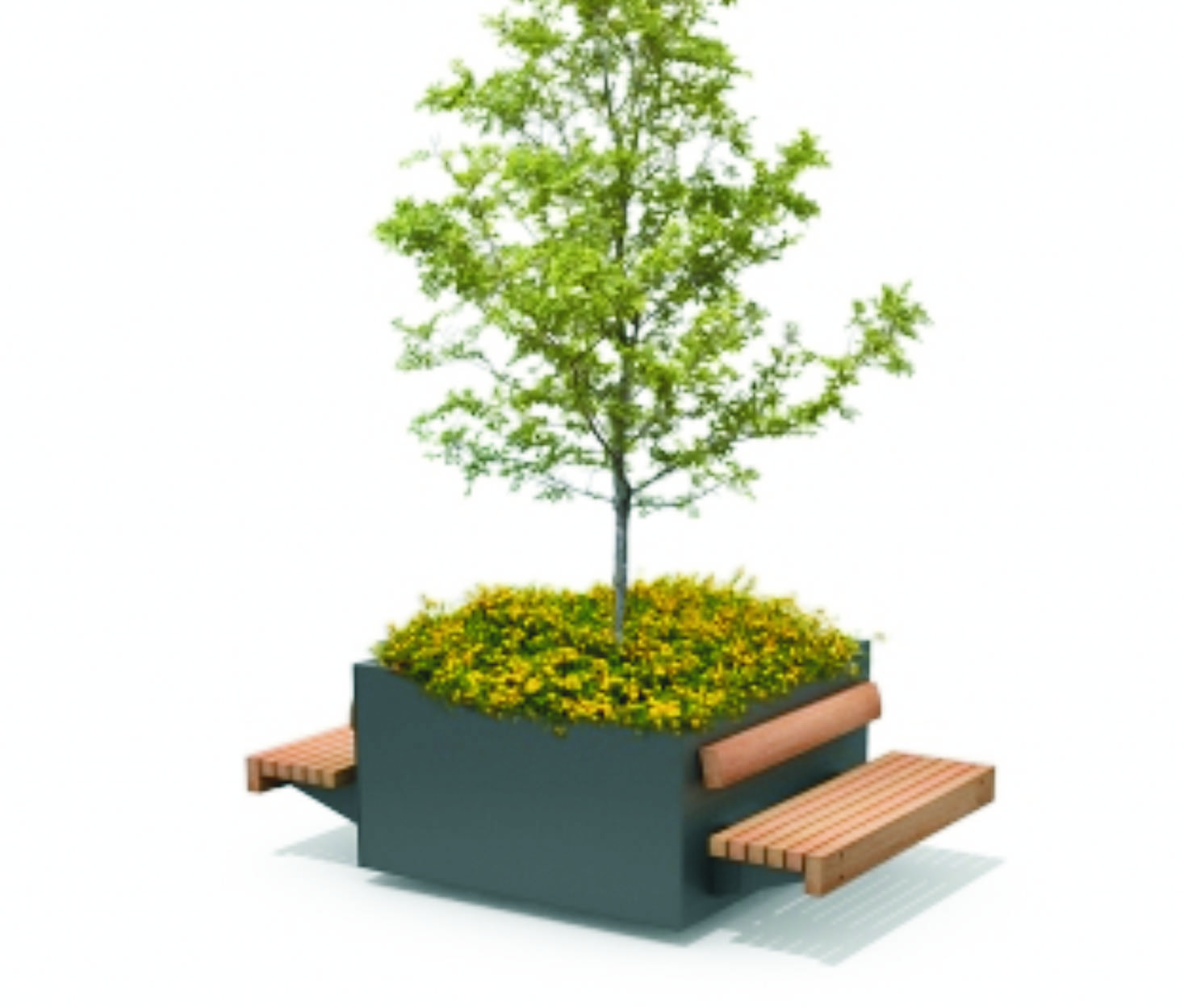 12075 ВЕНТА квадро параллель, приподнятая клумба с сидением, скамейкой LAB.Space 