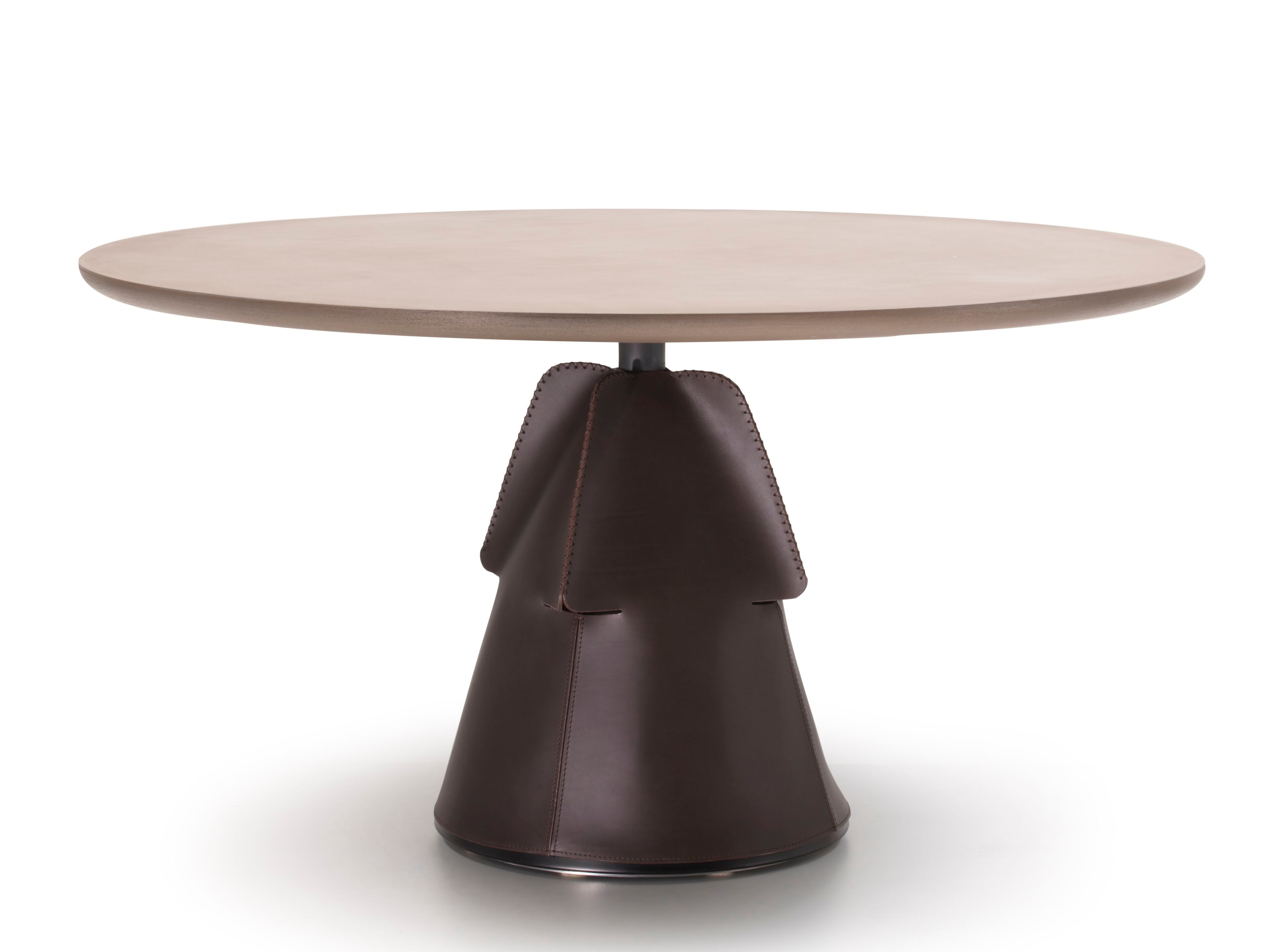 Круглый кожаный обеденный стол с каменной столешницей de Sede DS-615 ARCH-00080012