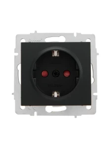 RAIN Розетка сз, с защитой от детей (керамика) (механизм) без рамки черный