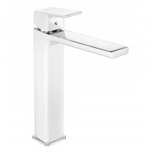 104888002st  Смеситель для раковины Tiera High Type - Экономия воды - Белый-Хром