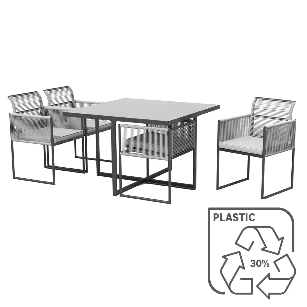 Набор садовой мебели для обеда BEGINIA Compass Сталь Стол, кресло 4 шт Серый / серебристый STLM-2192824 - Вид №13