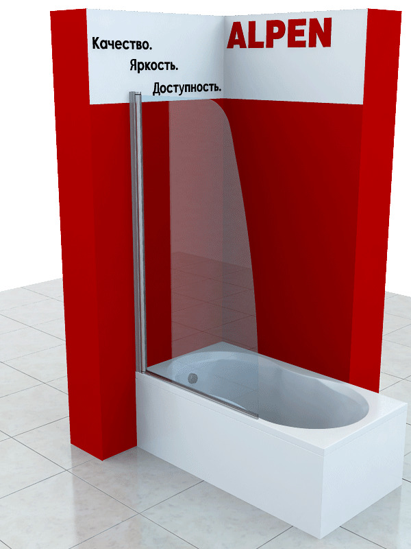 A170N-80 Душевое ограждения на борт вынны Alpen Польша  - Вид №1