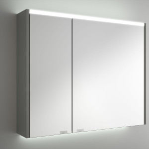 83179 SALGAR Шкаф ALLIANCE 800 GLOSS GREY 2 двойные зеркальные дверцы с мягким закрыванием, выключателем и вилкой, верхний / нижний светодиодный светильник IP44 (20Вт) 830 x 666 x 150 мм Зеркало