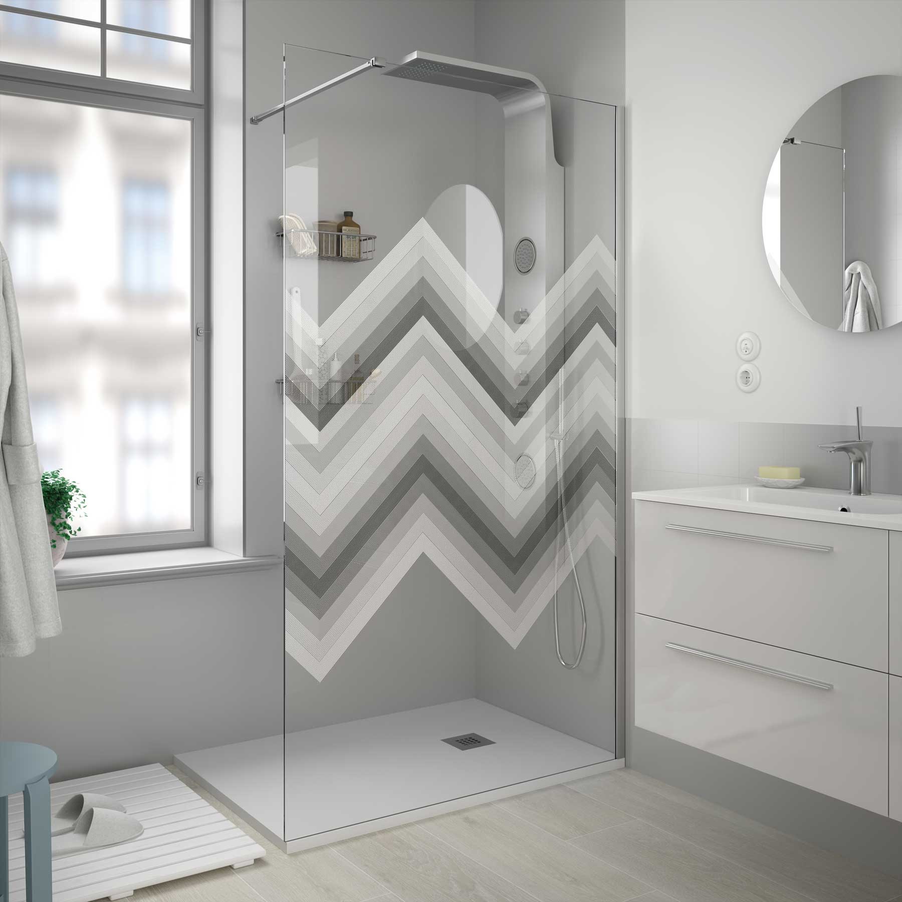 25681 SALGAR Душевая перегородка HEAVEN ступенчатая с антиизвестковым покрытием Deco 51000 - 1200x 1950 мм - Вид №1