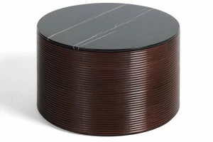 Milla & Milli Круглый журнальный столик из массива дерева с мраморной столешницей Waves