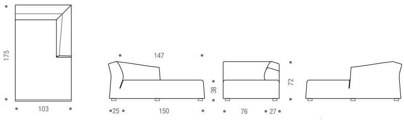 MDF Italia Диван из ткани с шезлонгом Thea sun-id-1429497 - Вид №6