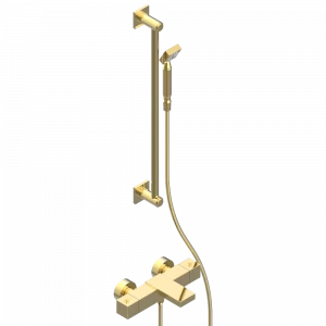 G1U-6510BB Смеситель термостатический для ванны/душа 1/2", межцентровое расстояние 150 мм, душевая штанга, шланг и ручной душ. Thg-paris Beluga с рукоятками Покрытие PVD золотистый цвет