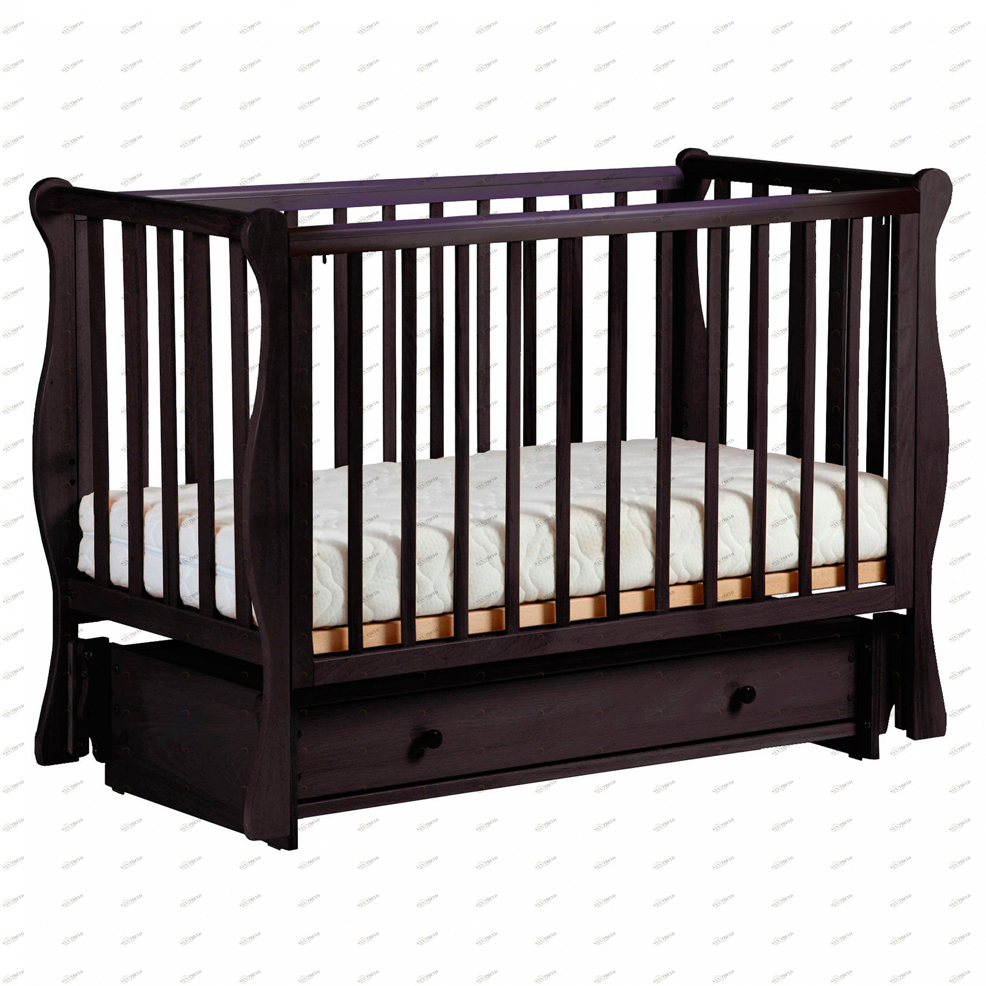 Детская кроватка с универсальным маятником "Кубаночка 4" венге ФАБРИКА ЛЕЛЬ  338406 Черный Santreyd 