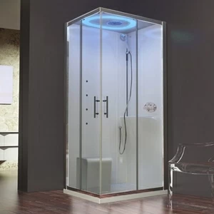 Novellini. Душевая кабина 100x80 A100x80 HYDROMASSAGE с низким душевым поддоном и крышей EON