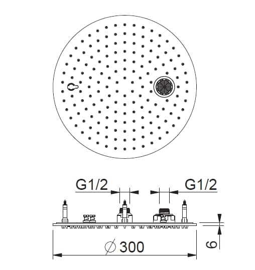 Круглая потолочная душевая головка из нержавеющей стали с 2 струями BEAMTECH Timeless ARCH-00046921 - Вид №12
