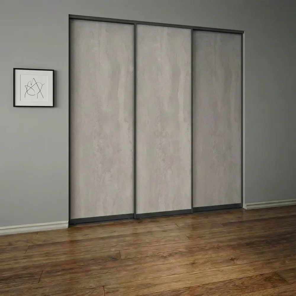 Дверь-купе KONSENSA 255.5x80.4 см МДФ цвет бетон профиль черный STLM-2057976 - Вид №9
