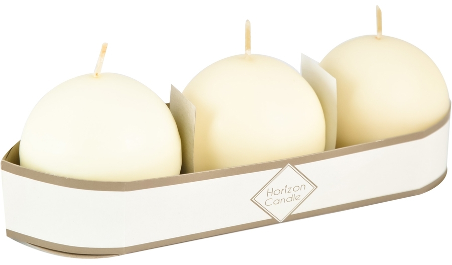 91017980 Свеча Horizon Candles шар d 60 мм 3 шт/уп кремовая STLM-0443374 MIR LIGHT