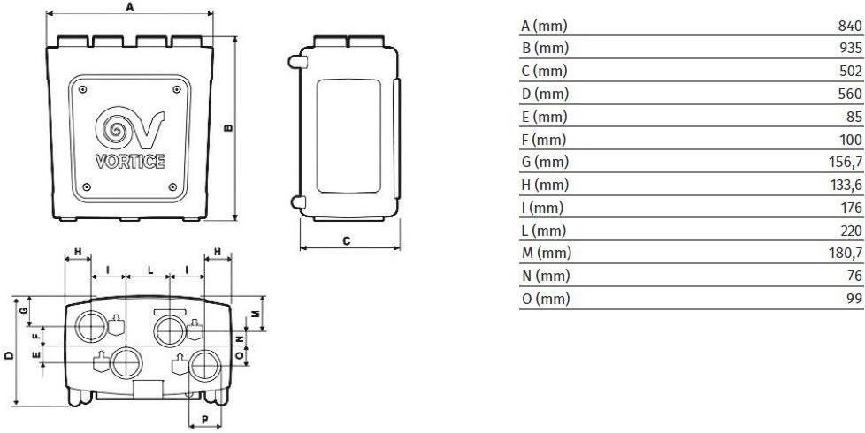 Vortice Рекуператор тепла настенный / напольный Vort prometeo plus 11582 - Вид №4