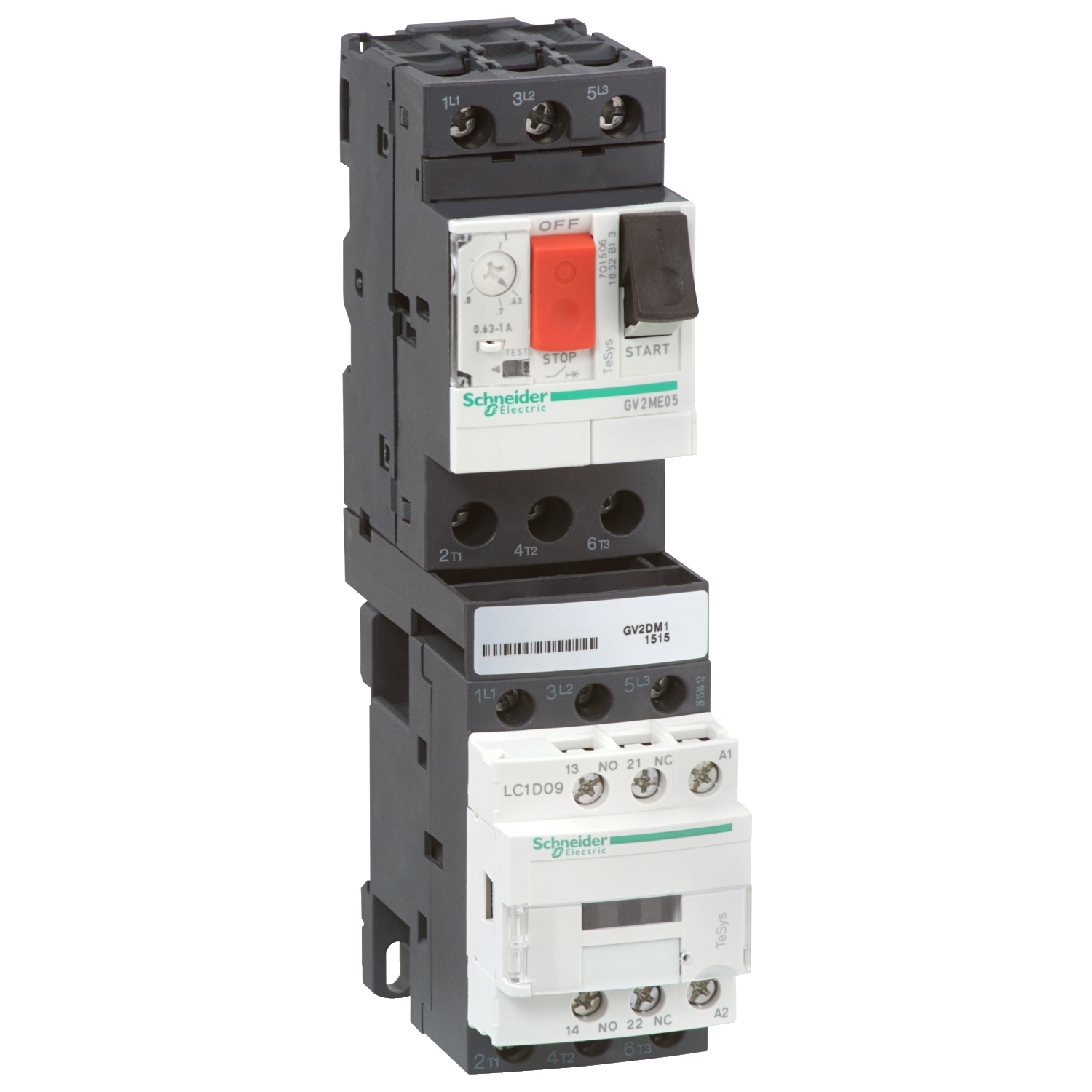 GV2DM110BD Пускатель GV2DM 6.3А, 2.2кВт 400/24В Schneider Electric TeSys 